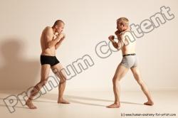 Underwear Martial art Man - Man White Moving poses Slim Short Blond Dynamic poses Academic